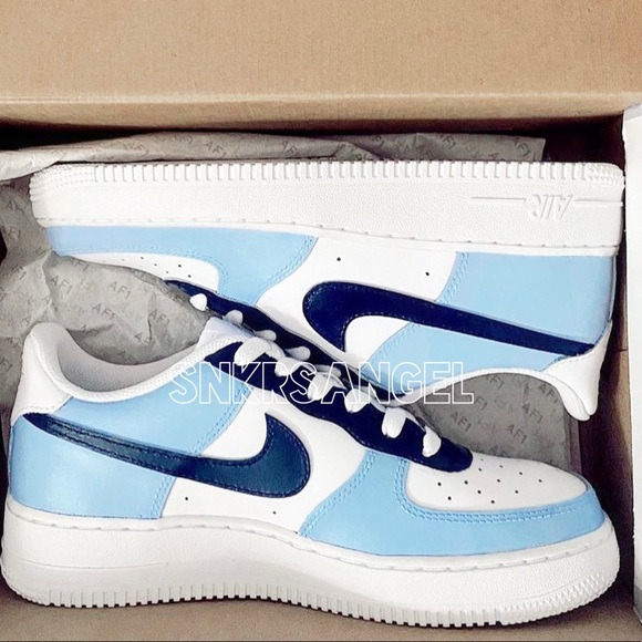 Nike Shoes - Custom nike air force 1 low blue black sneakers